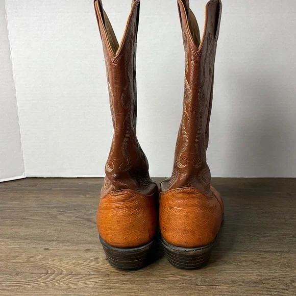 Nocona Men’s Brown Ostrich Western Cowboy Boots, size 9